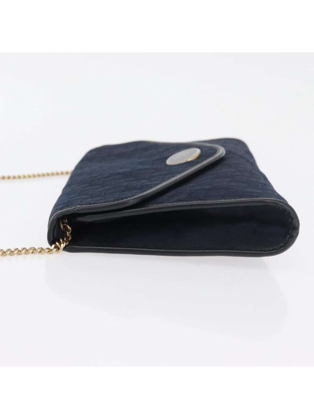 Authentic Christian Dior Trotter Canvas Chain Shoulder Bag Navy Gold - Picture 11 of 16